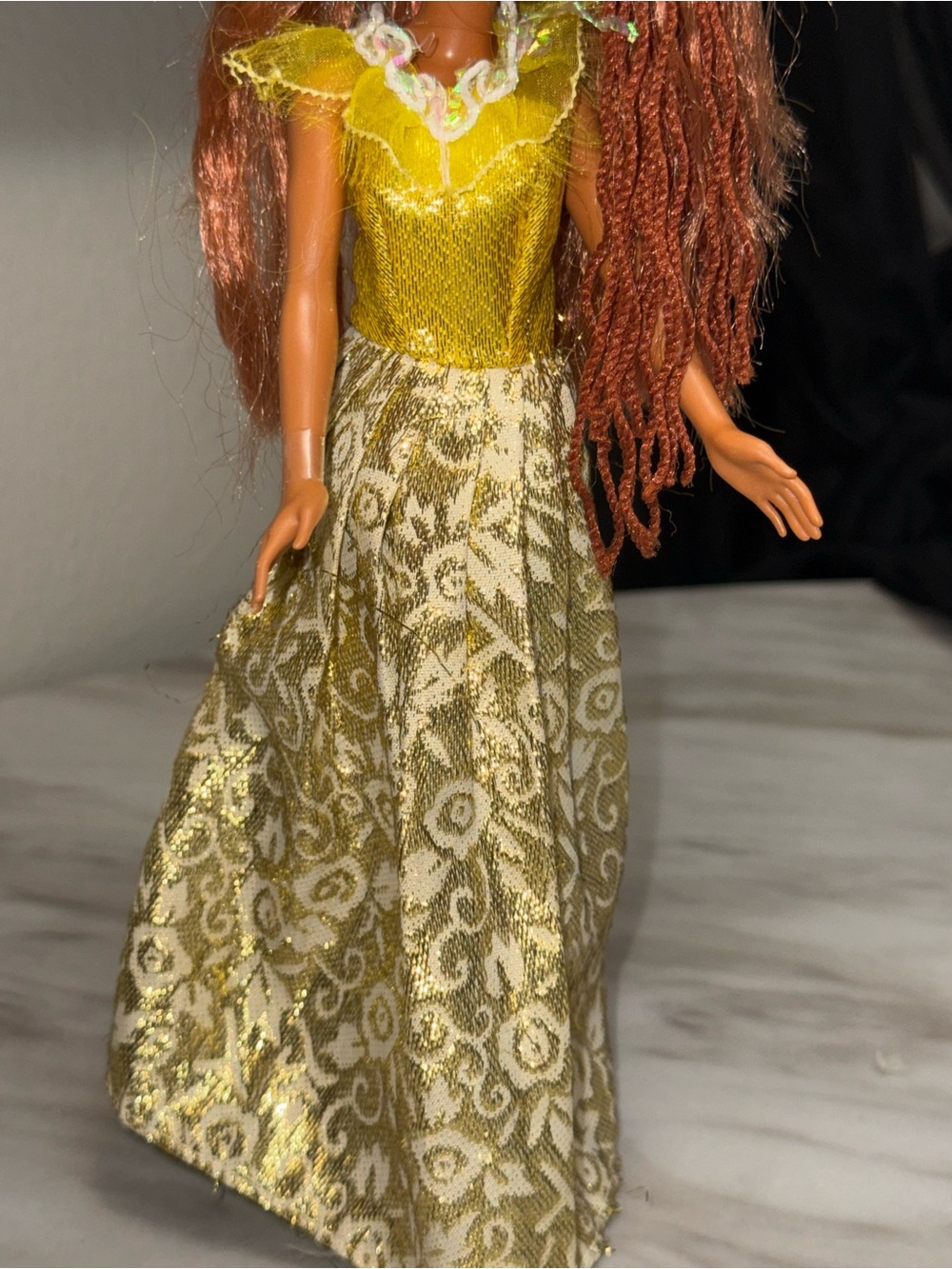 Barbie Mattel skipper size doll gold gown